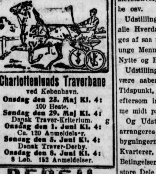 Annonce Charlottenlund Travbane Loebsdage 1921