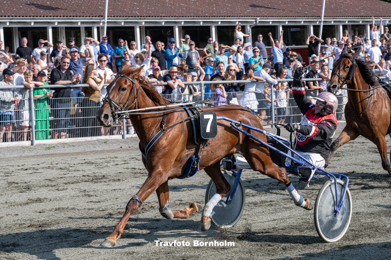 Gaia P med John Gommans Bornholms Brand Park 14 juli 2023 Fotograf Torben Ager Travfoto Bornholm TKA 1536